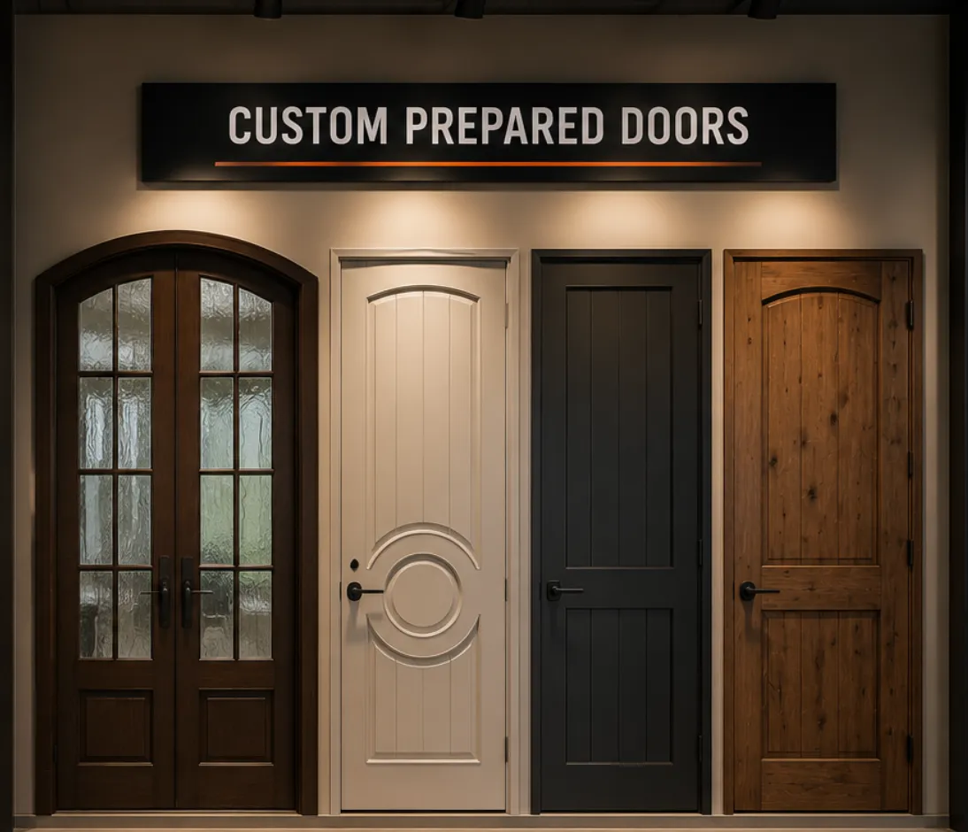 Custom Prepared Doors on display at 67 Supply Co.